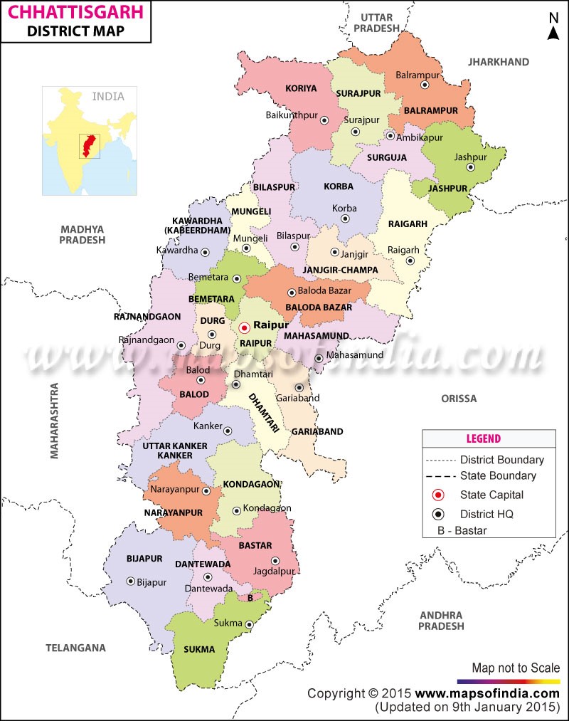Chhattisgarh District Map